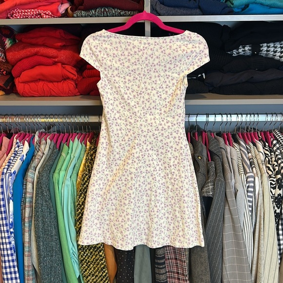 Divided by H&M white/pink floral cap sleeve mini dress size S - Picture 3 of 3